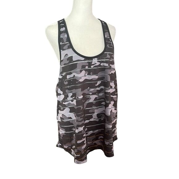 ZYIA Plus 3XL Racerback Tank Top Camo Mesh Stripe Black Gray Workout Tee - Picture 5 of 11